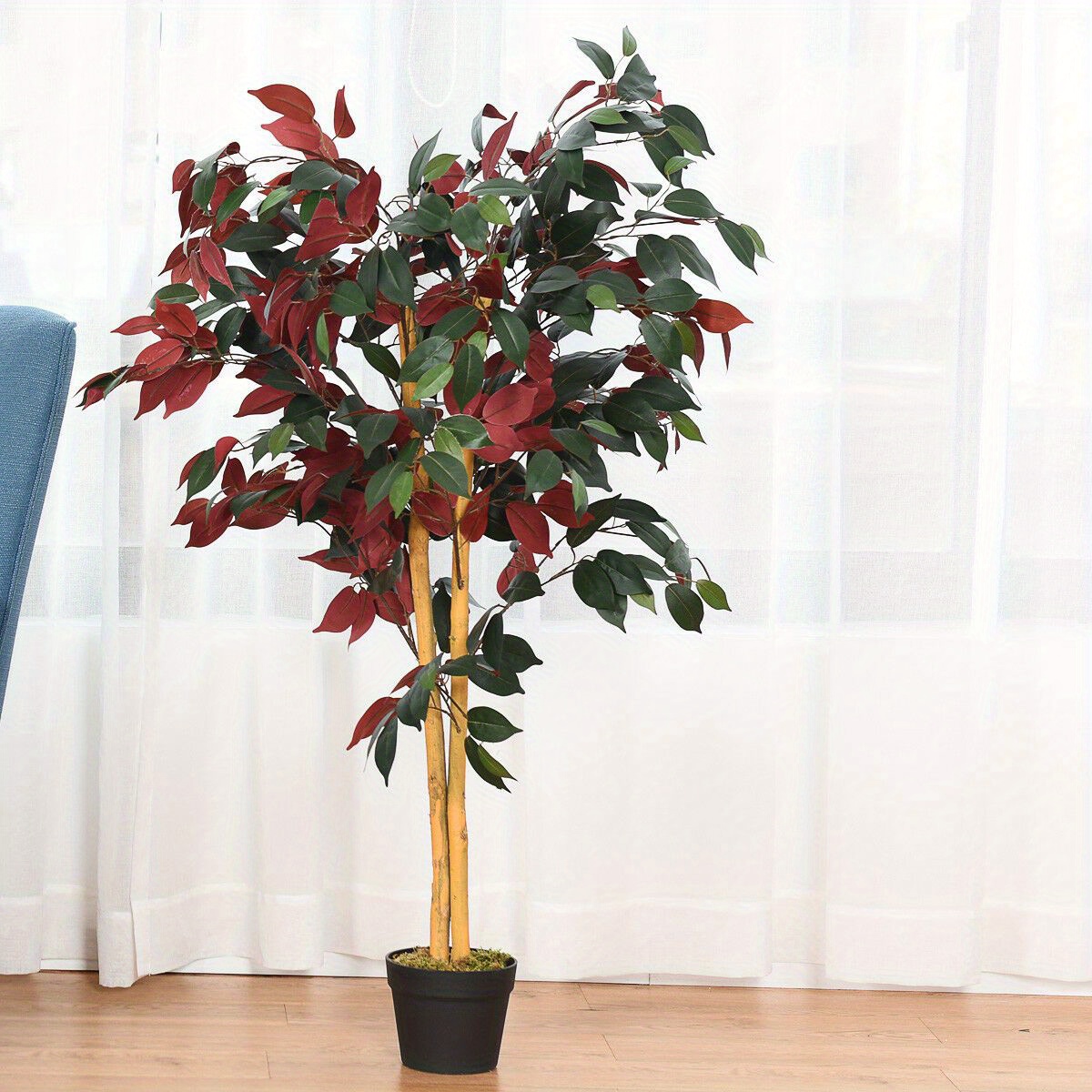 

Goplus 4-feet Artificial Capensia Bush Red/ Green Leaves Indoor-outdoor Home Decoration