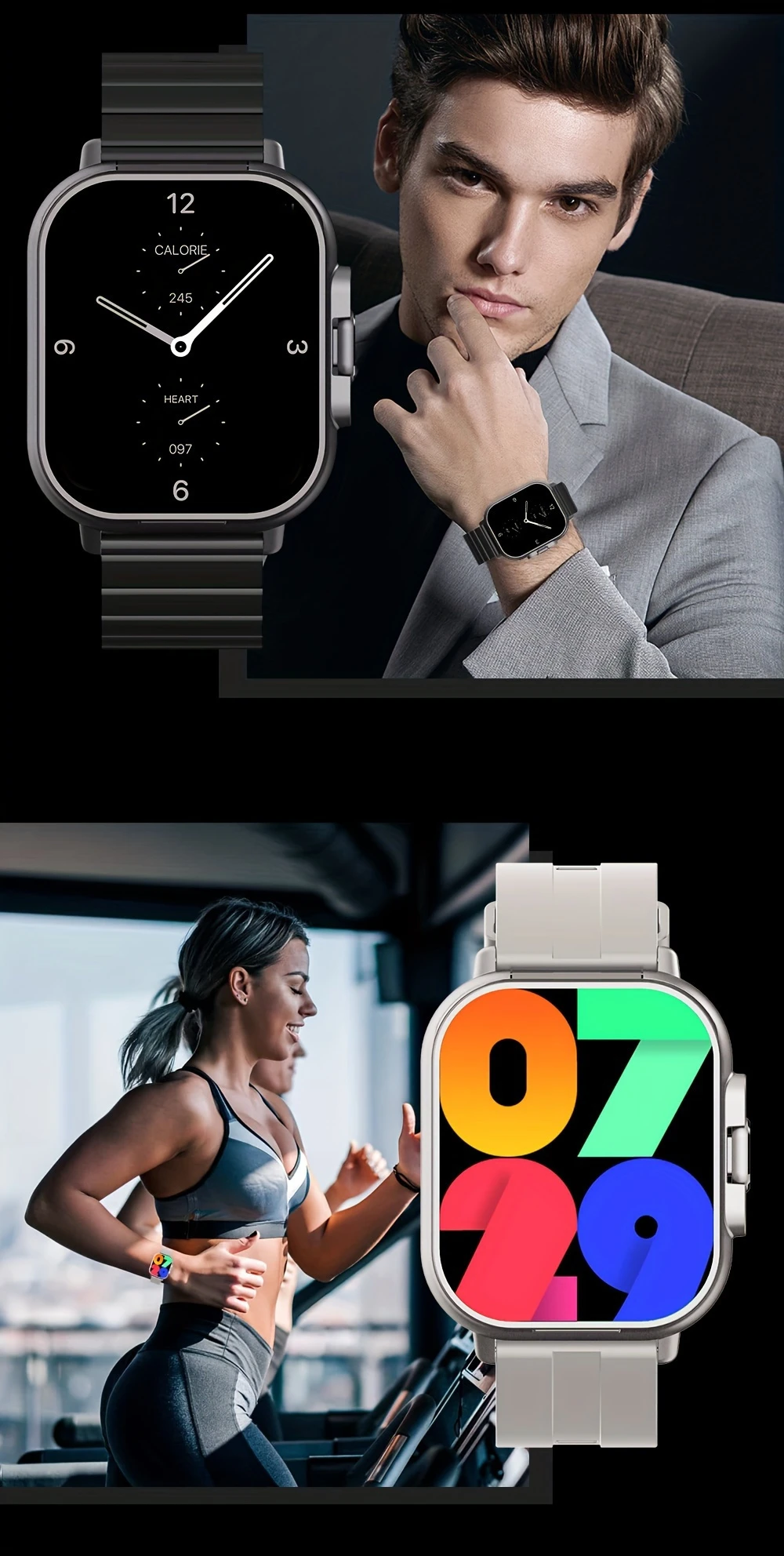 2 in 1 wireless earphone watch watch with built in earphones multi functional sports watch for answering calls listening to music rechargeable lithium battery black strap stylish watch durable watch details 1