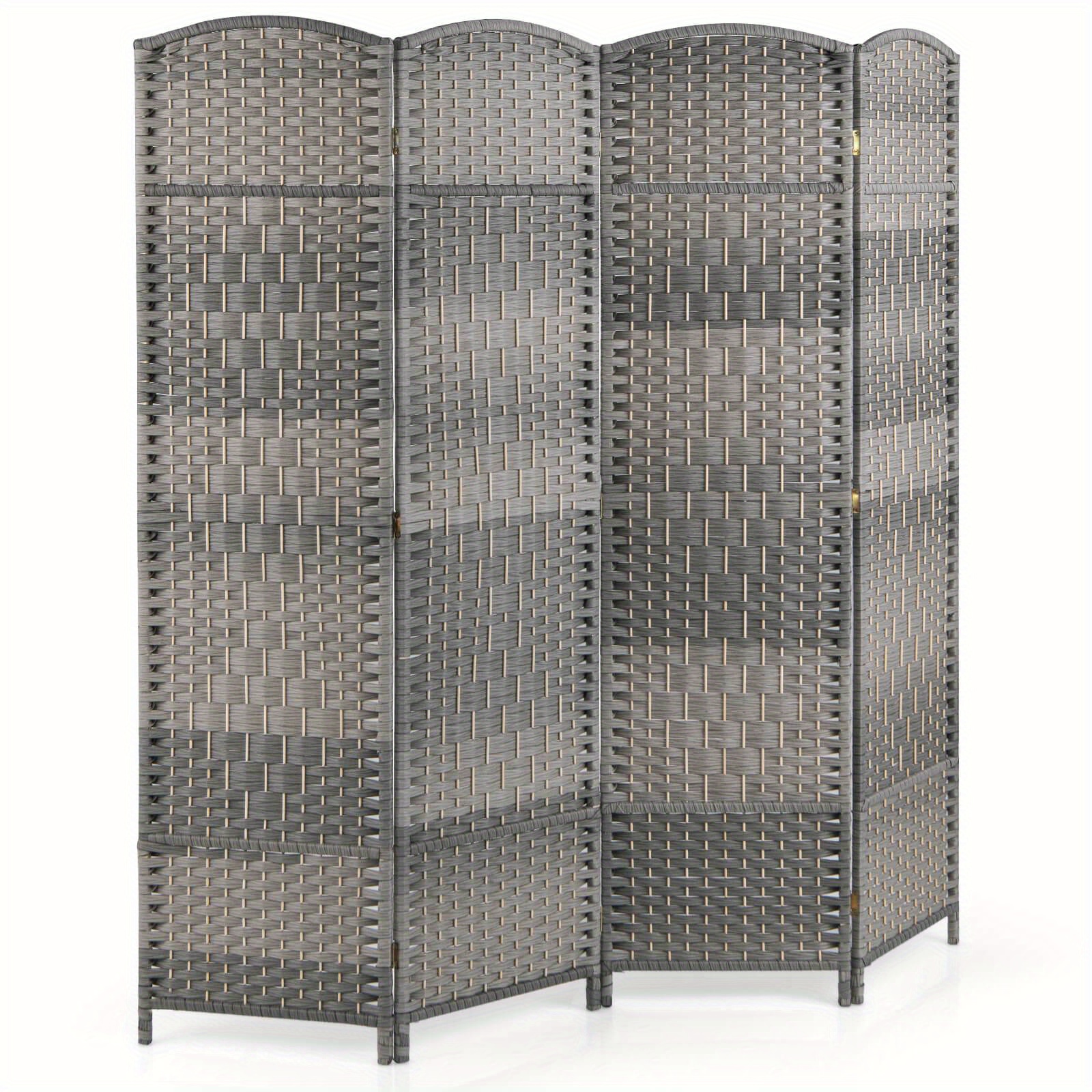 

Lifezeal 4-panel Folding Privacy Screen Room Divider W/ Hand-woven Pattern For Home