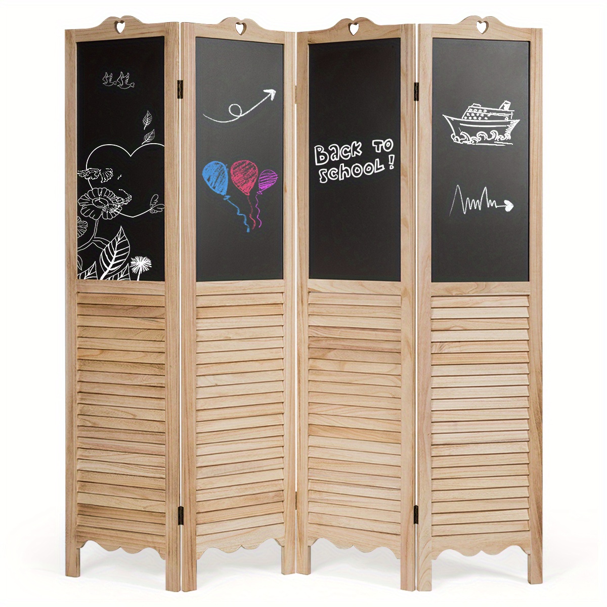 

Lifezeal 4-panel Folding Privacy Room Divider Screen W/ Chalkboard 5.7 Ft Tall Natural