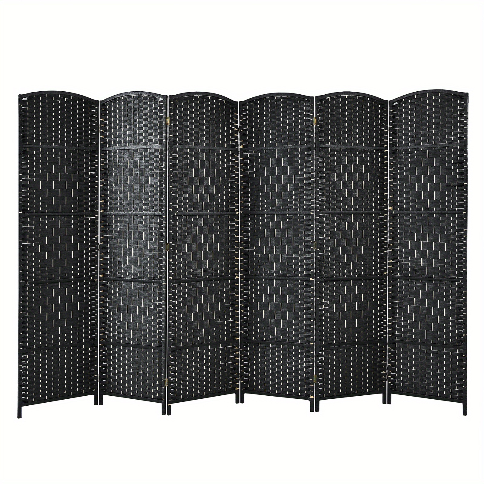 

Lifezeal 6-panel Room Divider 6 Ft Weave Fiber Folding Privacy Screen Black