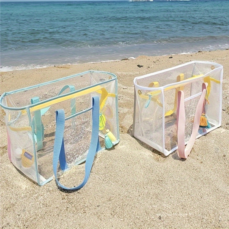 

Large Capacity Beach Tote Bag - Clear Spacious Bag For Essentials, For Beach Trips, Pool Days, And Outdoor Activities