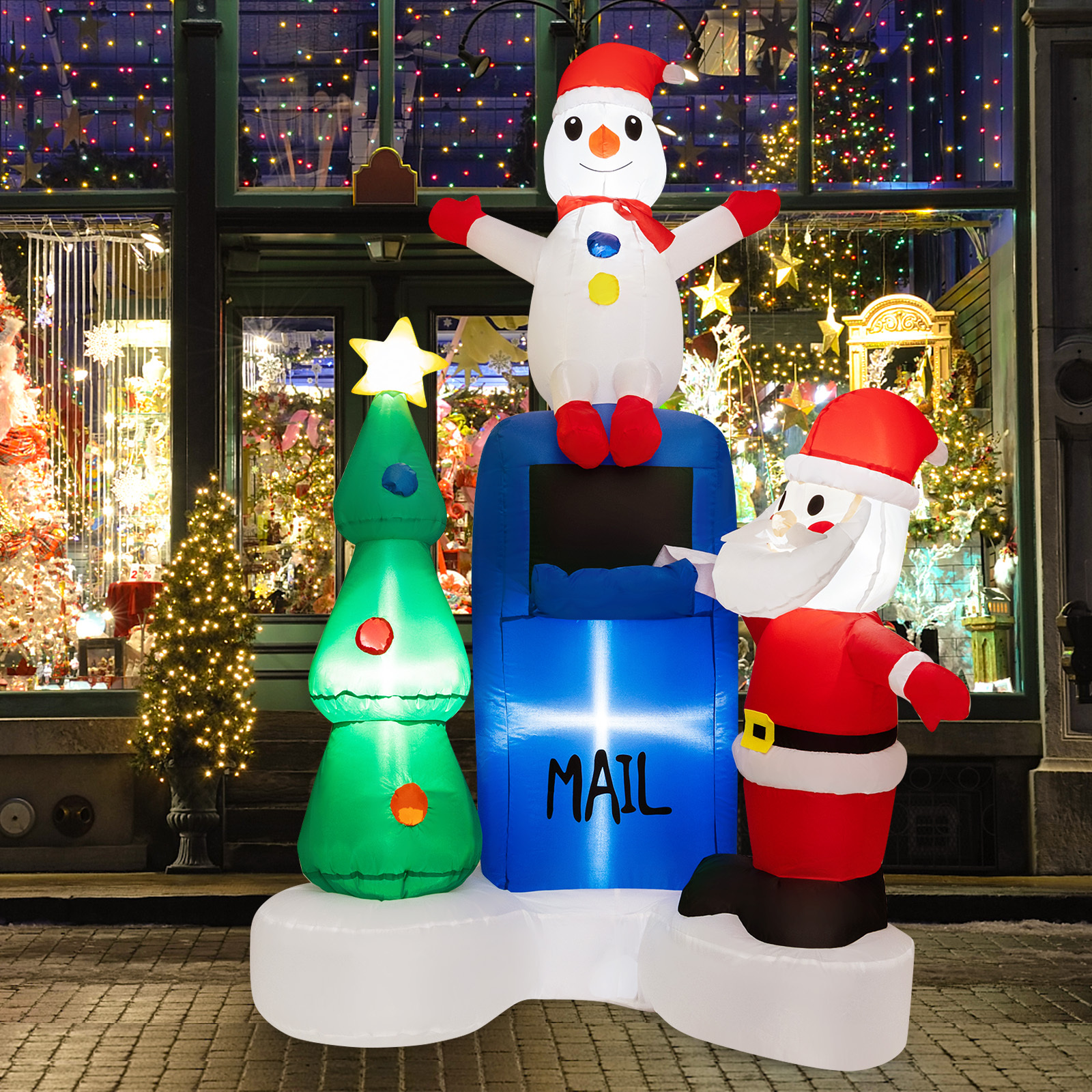 

Maxmass 6ft Inflatable Christmas Lighted Mailbox Santa Claus Snowman Xmas Tree Decor