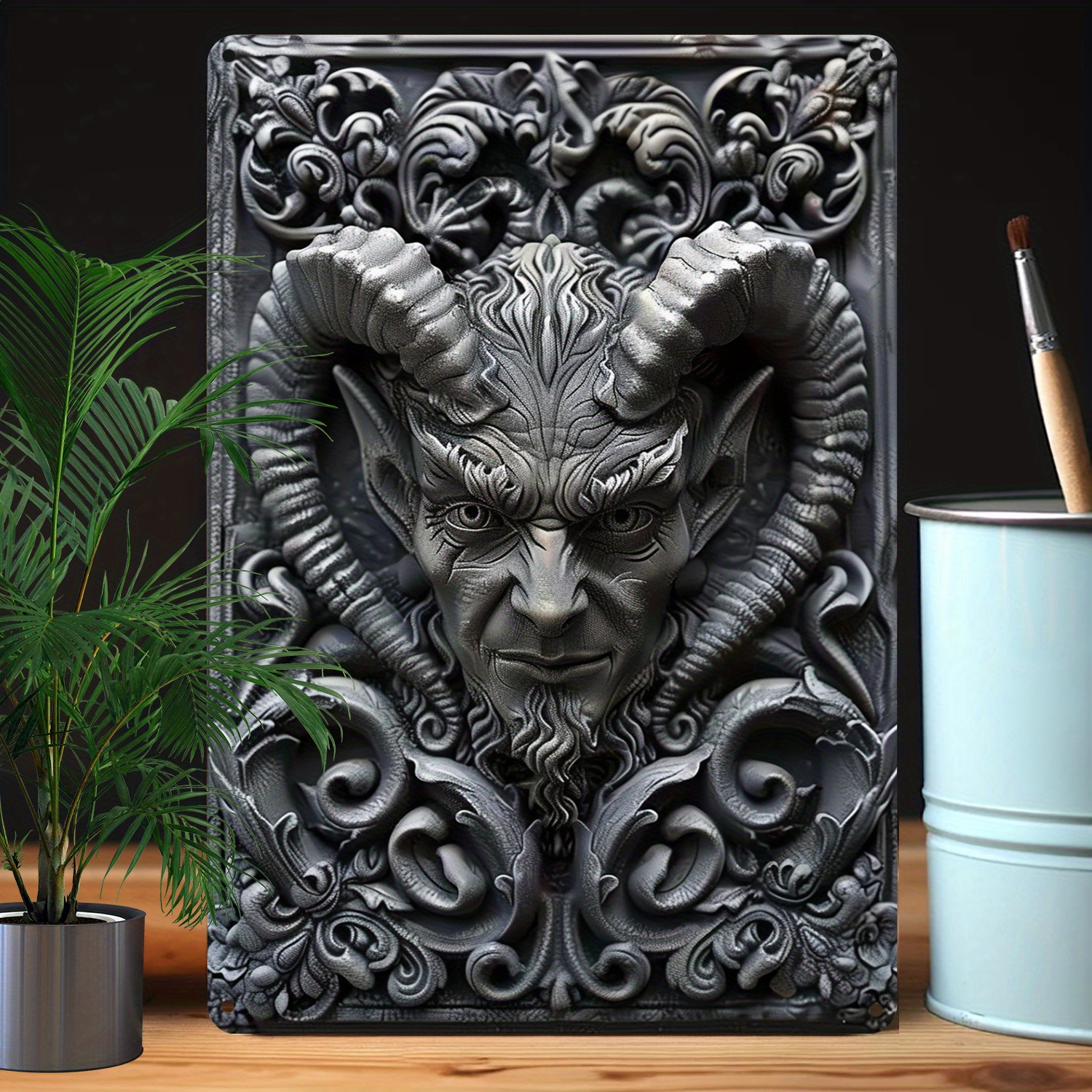 

Vintage Gothic Demon Aluminum Tin Sign - 8x12 Inches, Perfect For Bedroom, Living Room, Office, Or Studio Decor - Unique Autumn & Winter Theme, Ideal Birthday Gift For Men