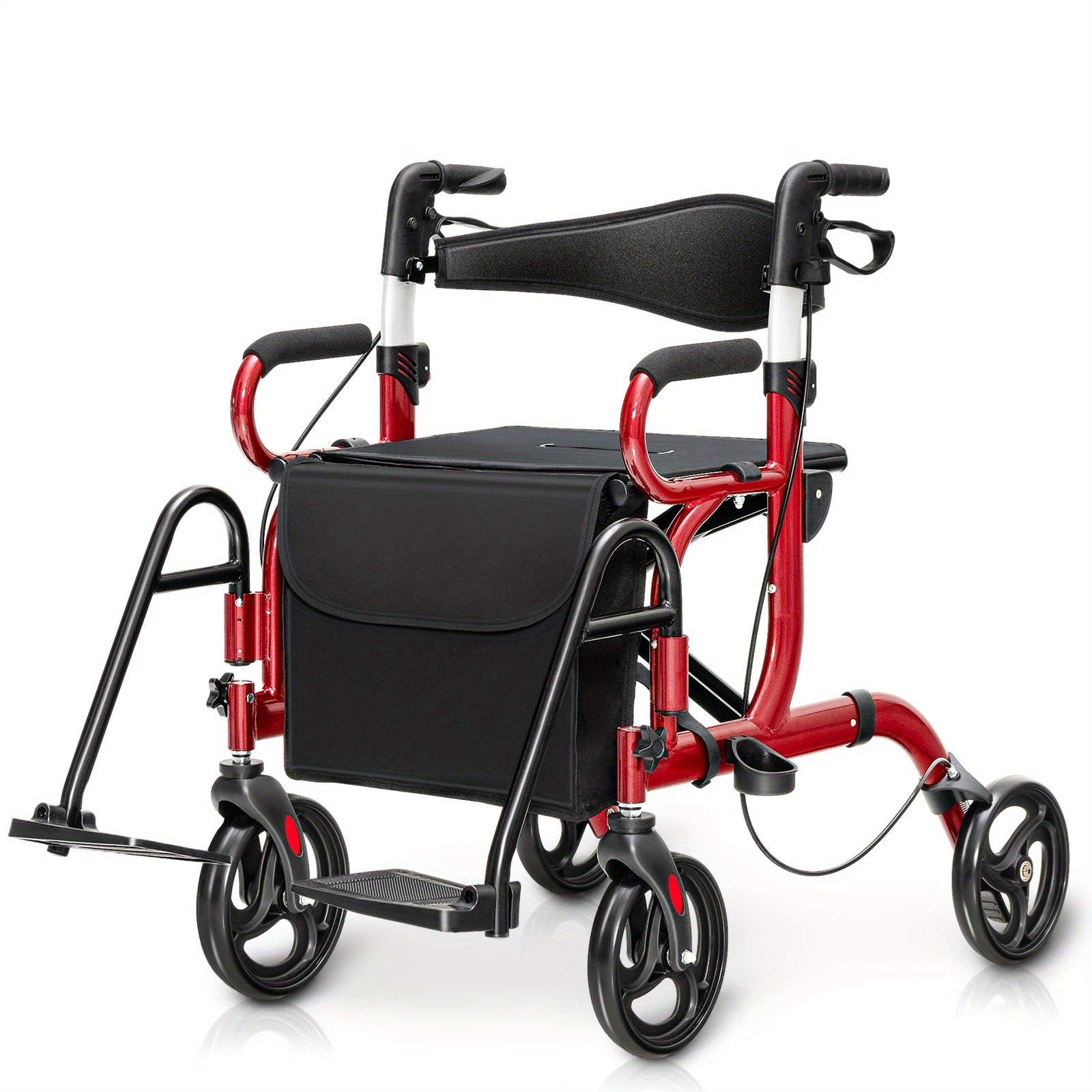 

Multigot Rollator Walker W/ Seat Folding Walker W/8-inch Wheels Supports Up To 350lbs