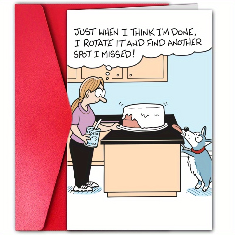 

Funny Dog & Cake Birthday Card - Perfect For Wife, Husband, Boyfriend, Girlfriend, Son, Daughter, Or Classmate