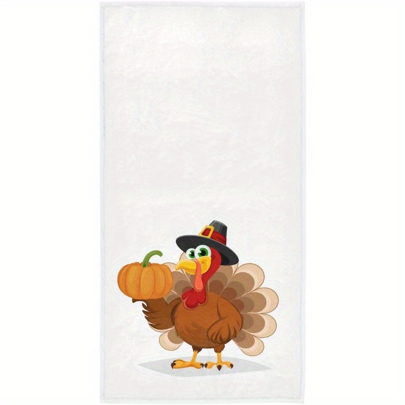 

1pc Thanksgiving Turkey Hand Towel, Super Soft & Highly Absorbent Bath Towel, Kitchen Fingertip & Guest Towel, Bathroom, Hotel, Gym & Spa Hand Towel, 18x26 Inches