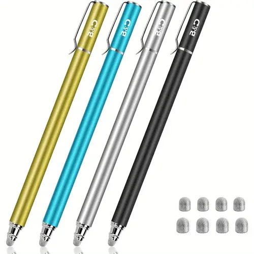 universal stylus pens for touch screens new 5mm high sensivity dual fiber for all tablets cell phones with 8 extra replaceable tips