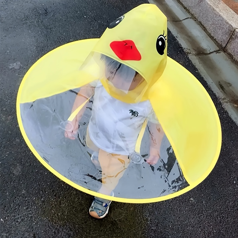 

Adorable Cartoon Yellow Duck Pattern Hooded Rain Coats For Boys & Girls, Waterproof Easy To Carry Durable