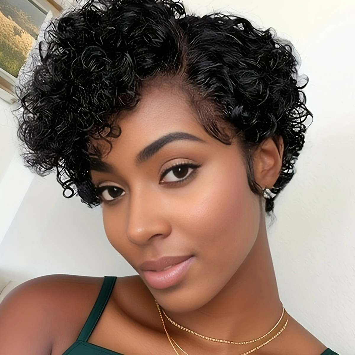 

Human Hair 13x4x1 Lace Front Wigs Short Curly Pixie Cut Human Hair Wigs T Part Lace Wig For Women Natural Looking For Daily Use