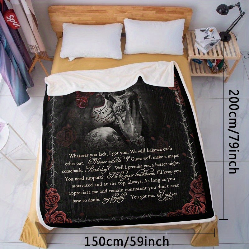 

Contemporary Gothic Couple Design Flannel Throw Blanket - Digital Print, Dual-sided Ultra-soft Polyester, All-season Comfort, Versatile Sofa/couch/nap/gift Blanket