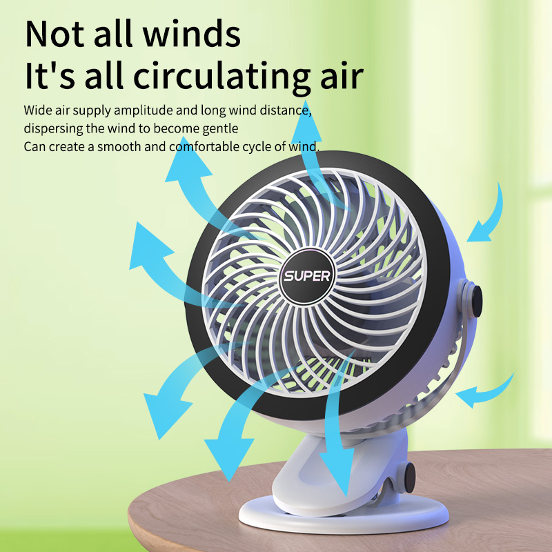 

Portable Fan Usb Small Fan Circular Fan Clip Desktop Quiet Charging Electric Fan Portable Electric Fan Home Kitchen Outdoor Camping Dorm Office Air Circulation Fan