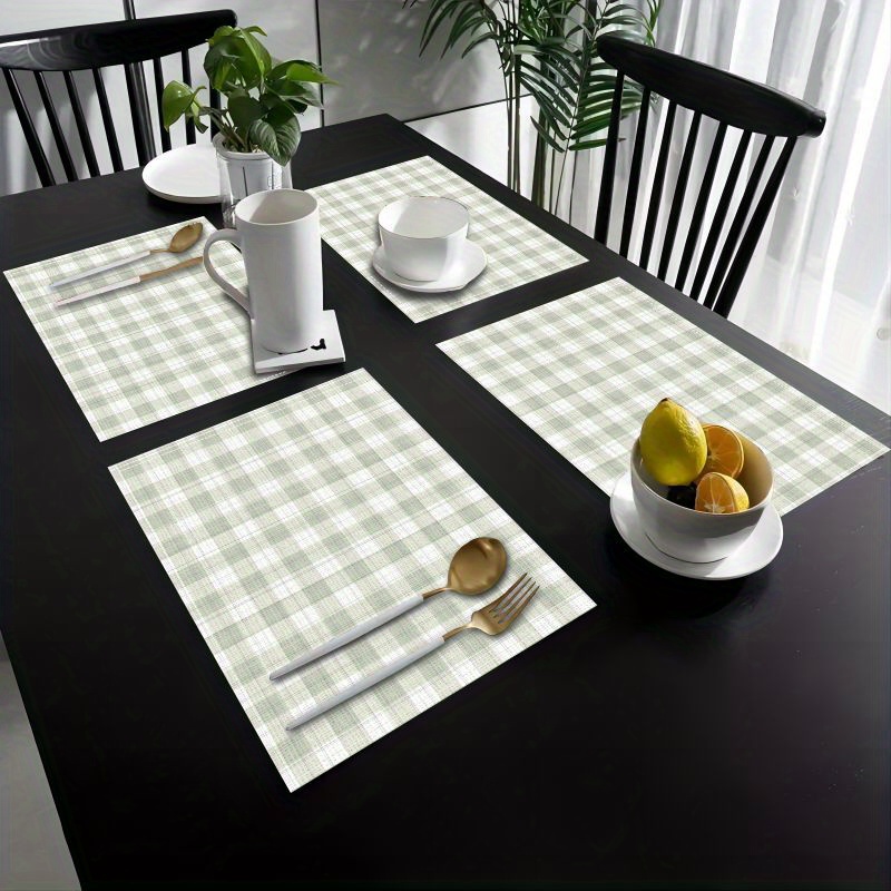 

Chic Linen Placemats (1/4/6pcs Set) - Washable Checkered & Pattern Dining Mats With Insulating For Dishes And Cups - Home Decor, Parties, And Holidays