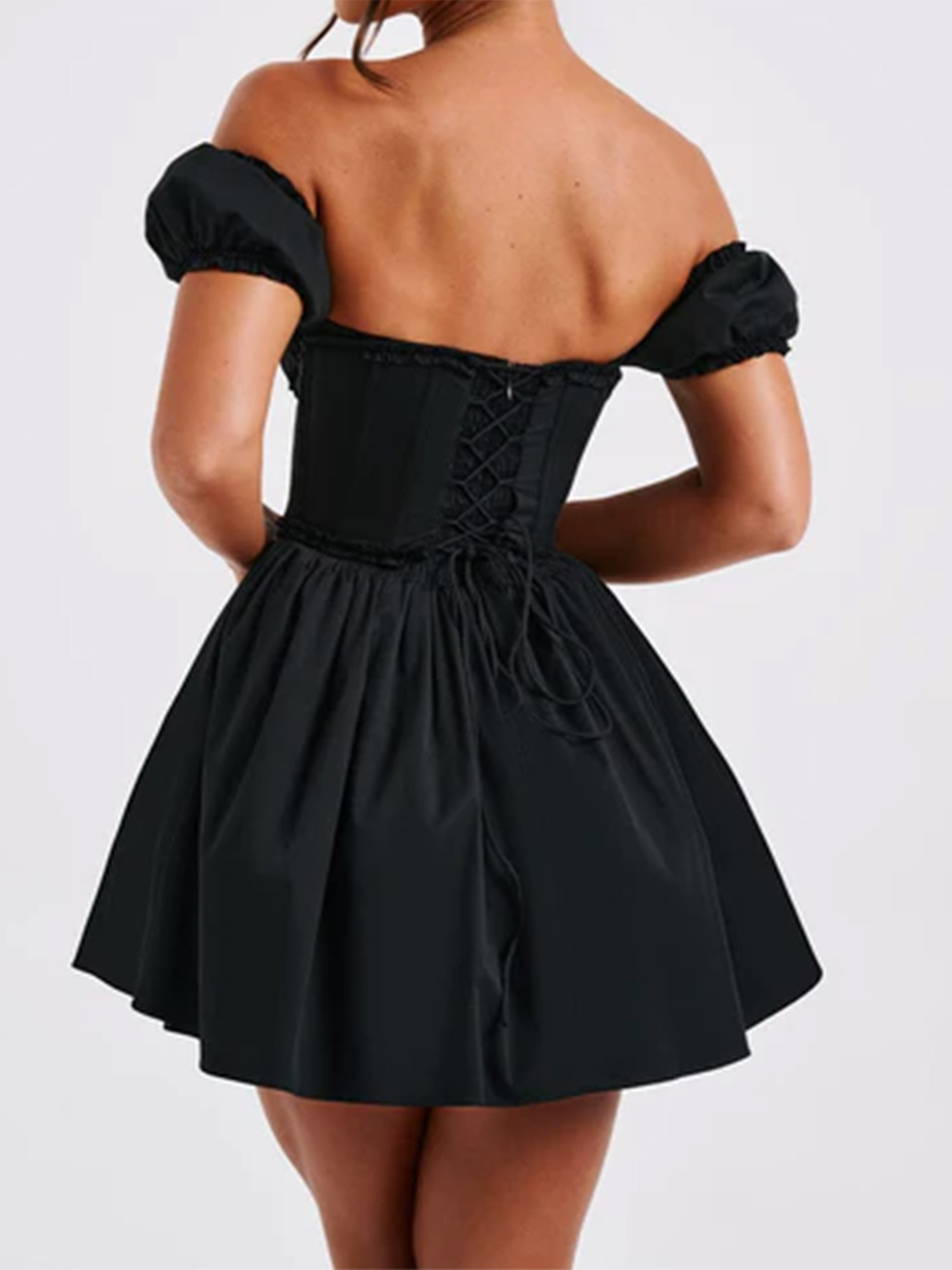 black corset flowy dress ZAPAKA Women Black Corset Prom Dress Trendy A Line Sweetheart Evening Dress with Ruffles, Black / US12
