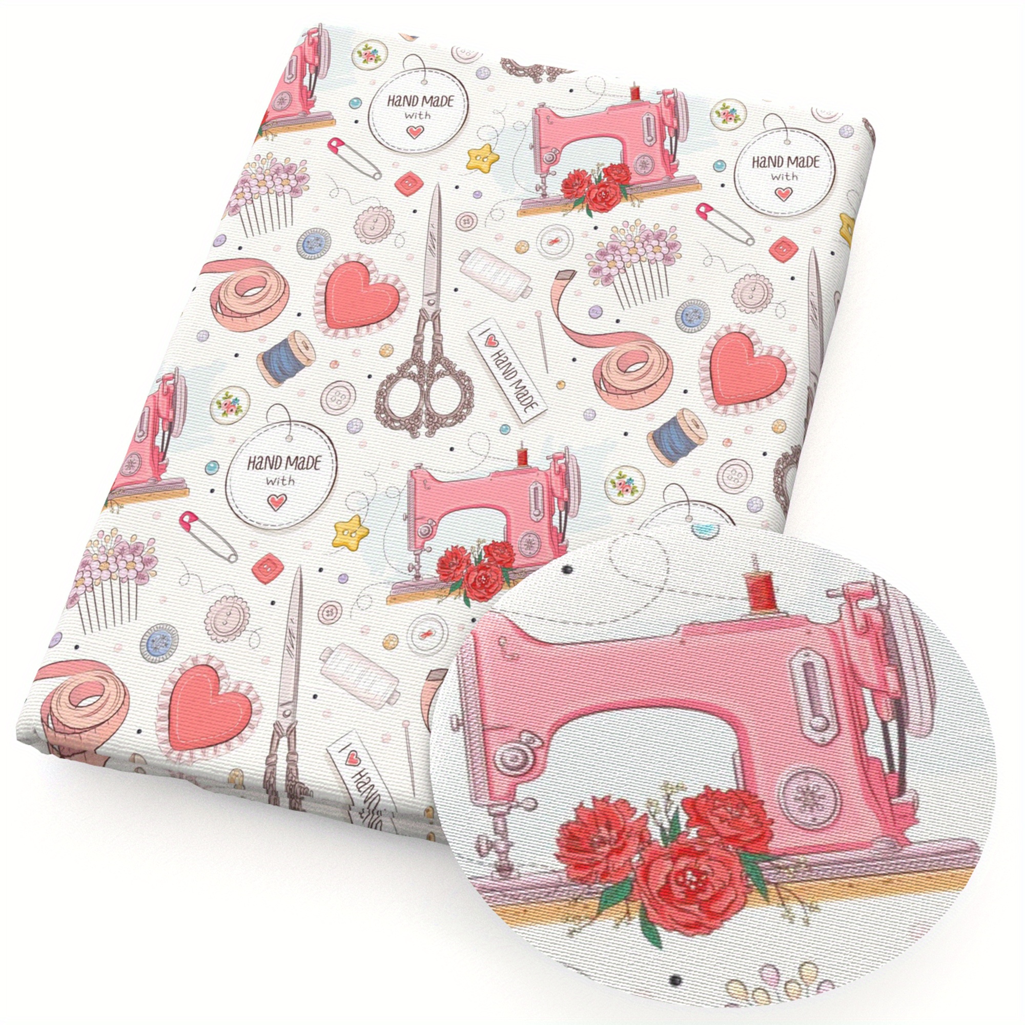 1pc Tailor Button Series Pattern Quilting Fabric-57x19.68inch(145x50cm) Polyester Craft Fabrics Diy Handmade Fabric Precut For Craft