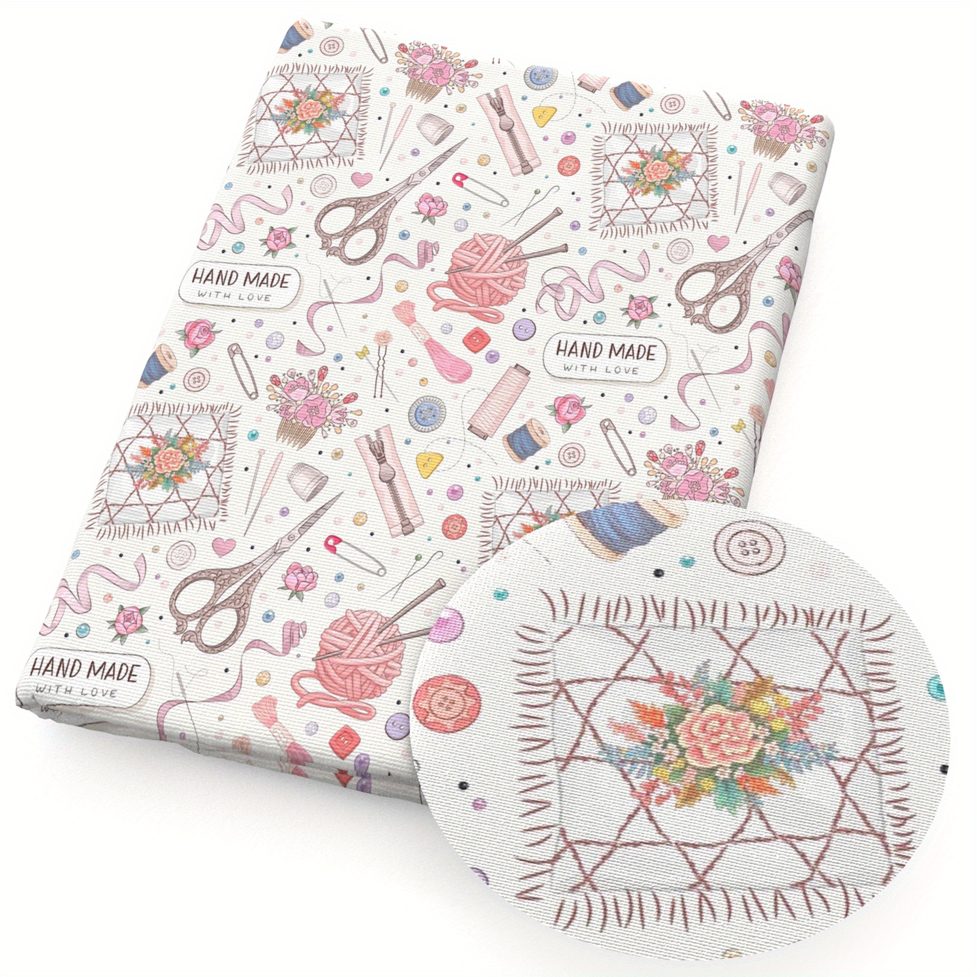 Image of 1pc Of Fabric Featuring Tailoring And Sewing Designs, Measuring 57x19.68 Inches (145x50 Cm), Made Of Polyester. Ideal For Crafts And Projects