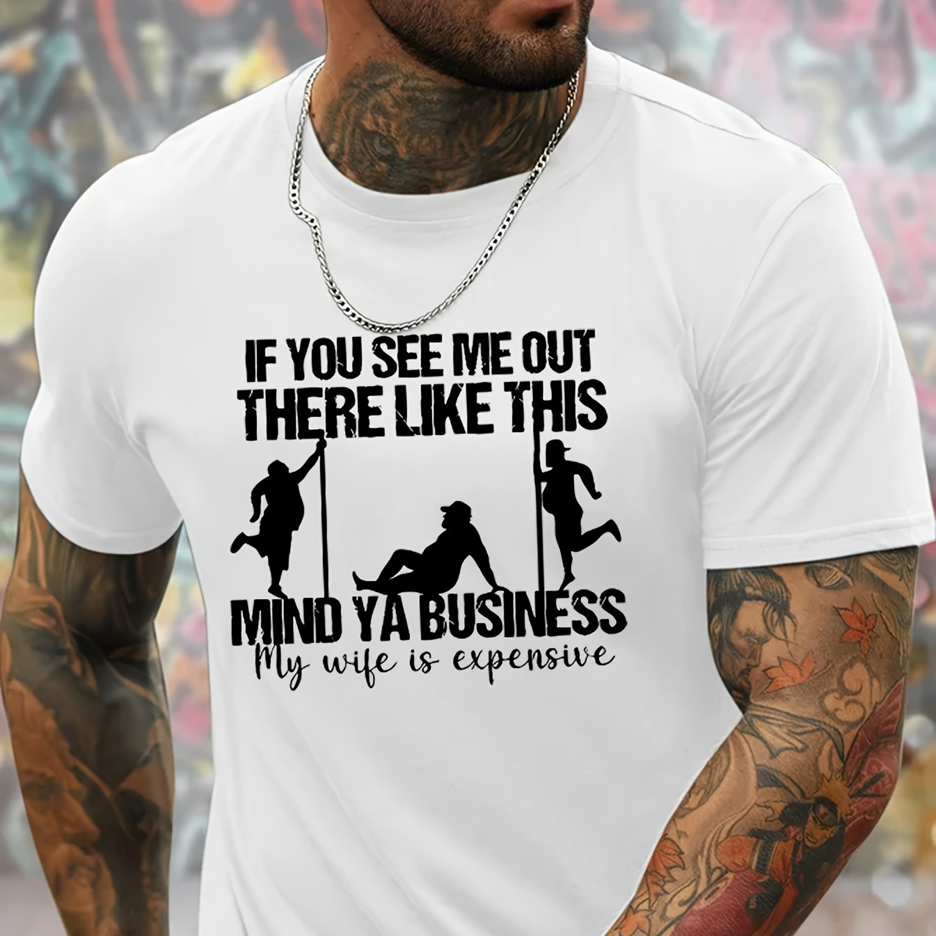 

If You See Me Out There Like This And 3 Men Graphic Print, Men's Novel Graphic Design T-shirt, Casual Comfy Tees For Summer, Men's Clothing Tops For Daily Activities