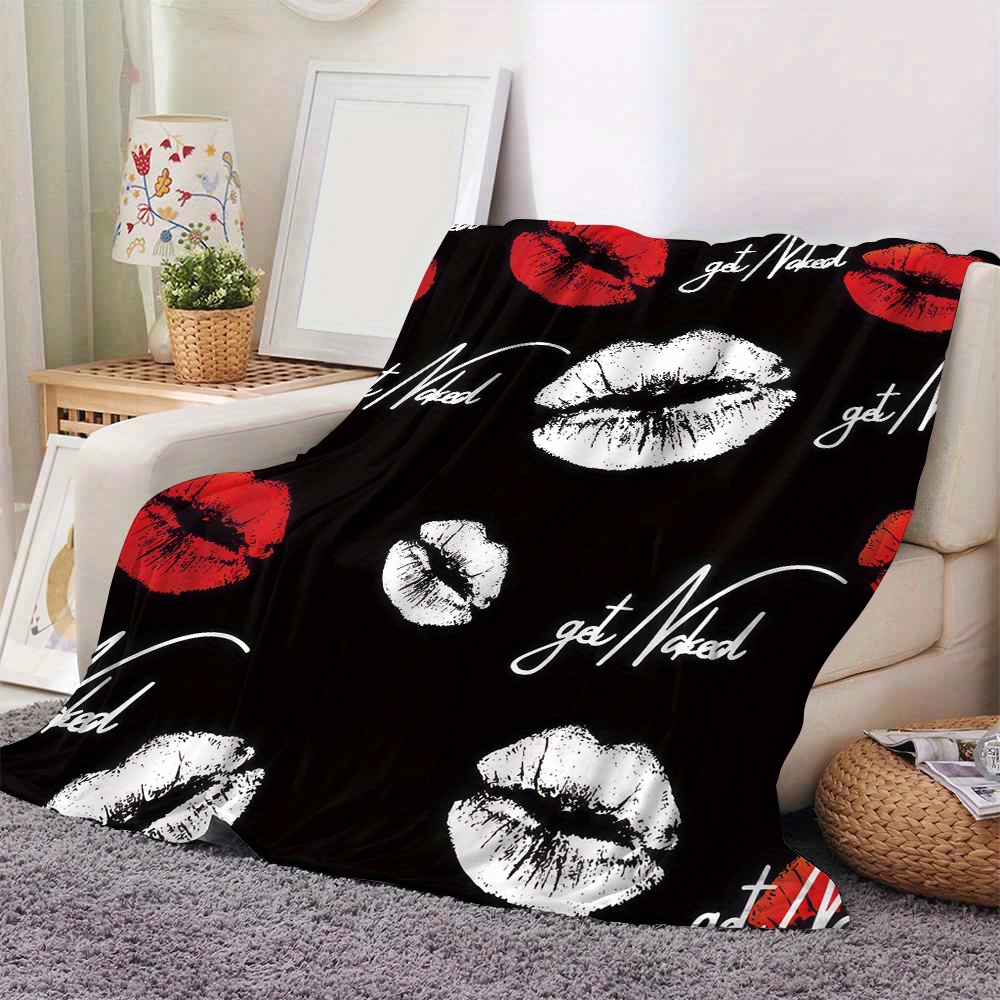 

Luxurious Double-sided Flannel Throw Blanket With Sexy Lips Design - Soft, Warm & Cozy For Couch, Bed, Office, And Travel - Perfect Gift Idea