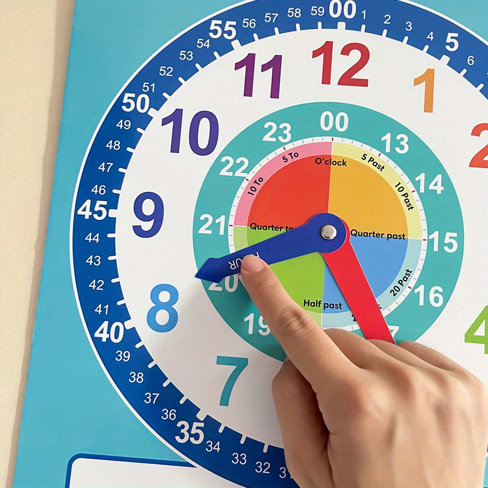 Torlam Horloge d'apprentissage magnétique inscriptible effaçable à sec | Grande horloge de démonstration d'enseignement et de pratique de l'heure de 12 avec surface d'écriture effaçable à sec | Stylo