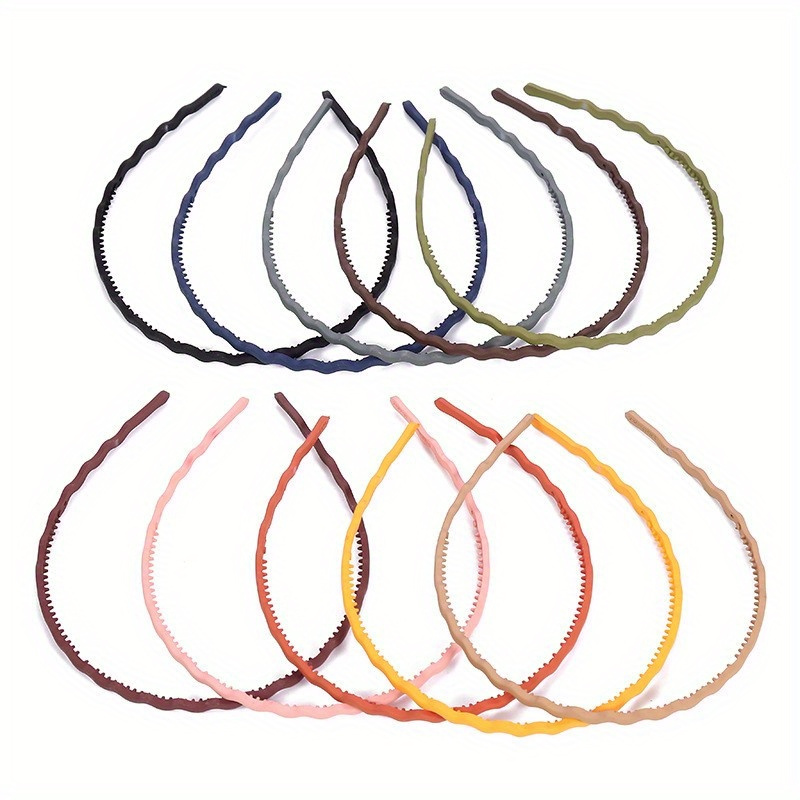 TEMU 10pcs Wavy Skinny Headbands - Candy Color Non-slip Hair Bands For Women, Elegant Hair Accessories For Daily Wear, Parties & Special Occasions,