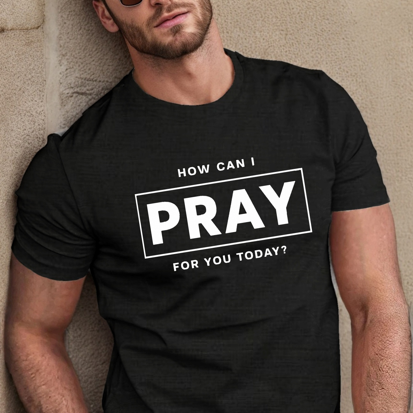 

1 Pc, 100% Cotton T-shirt, Men's Casual Crew Neck T-shirt With Stylish "how Can I Pray For You Today" Print, Trendy Short Sleeve Top For Summer Daily Wear