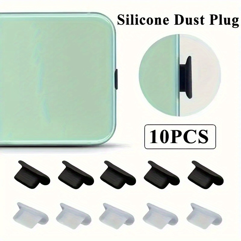 

10 embouts anti-poussière en silicone pour iPhone, Micro USB, Type C - Bouchons de protection pour ports de charge