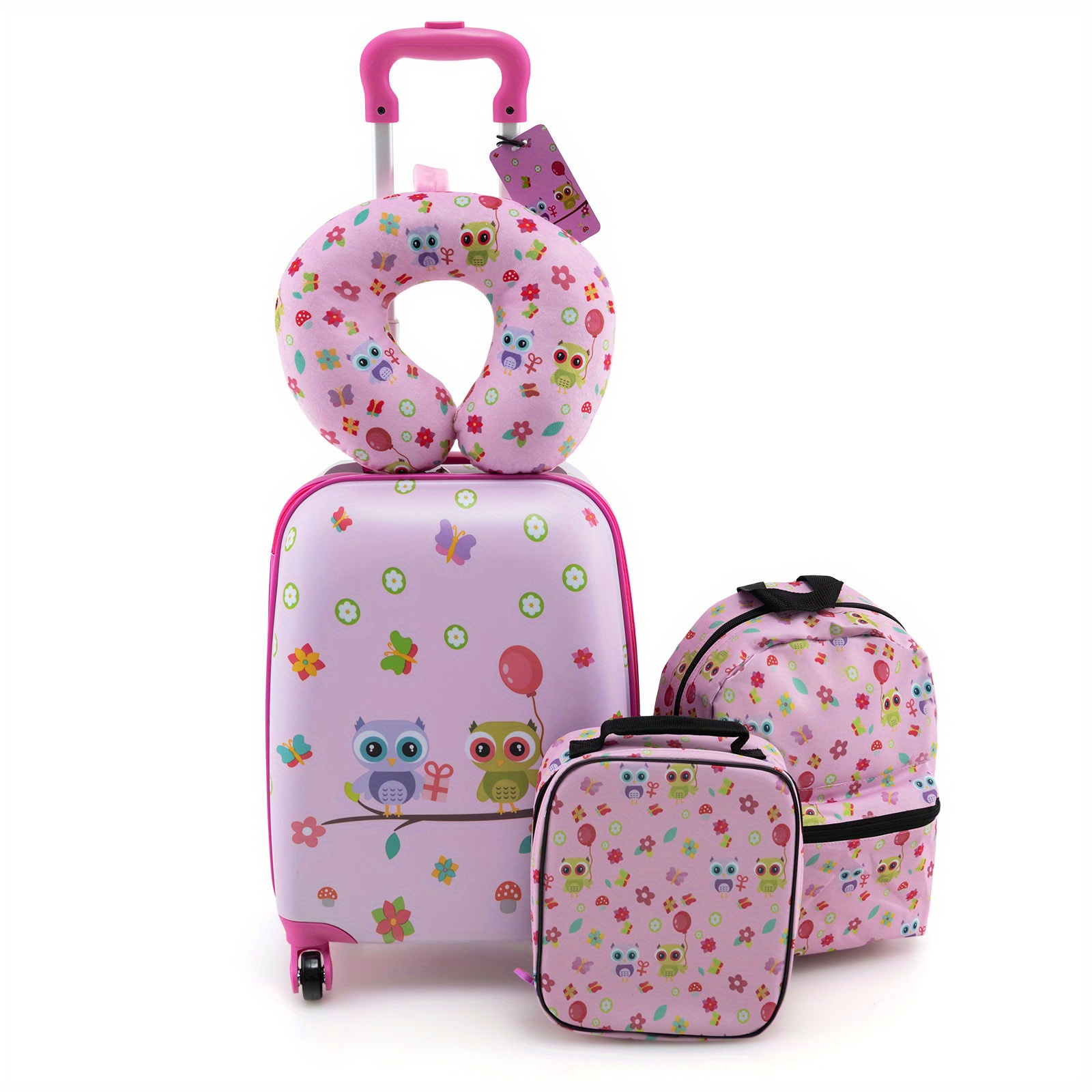 

Maxmass 5pcs Kids Luggage Set W/ Backpack Neck Pillow Luggage Tag Lunch Bag Wheels