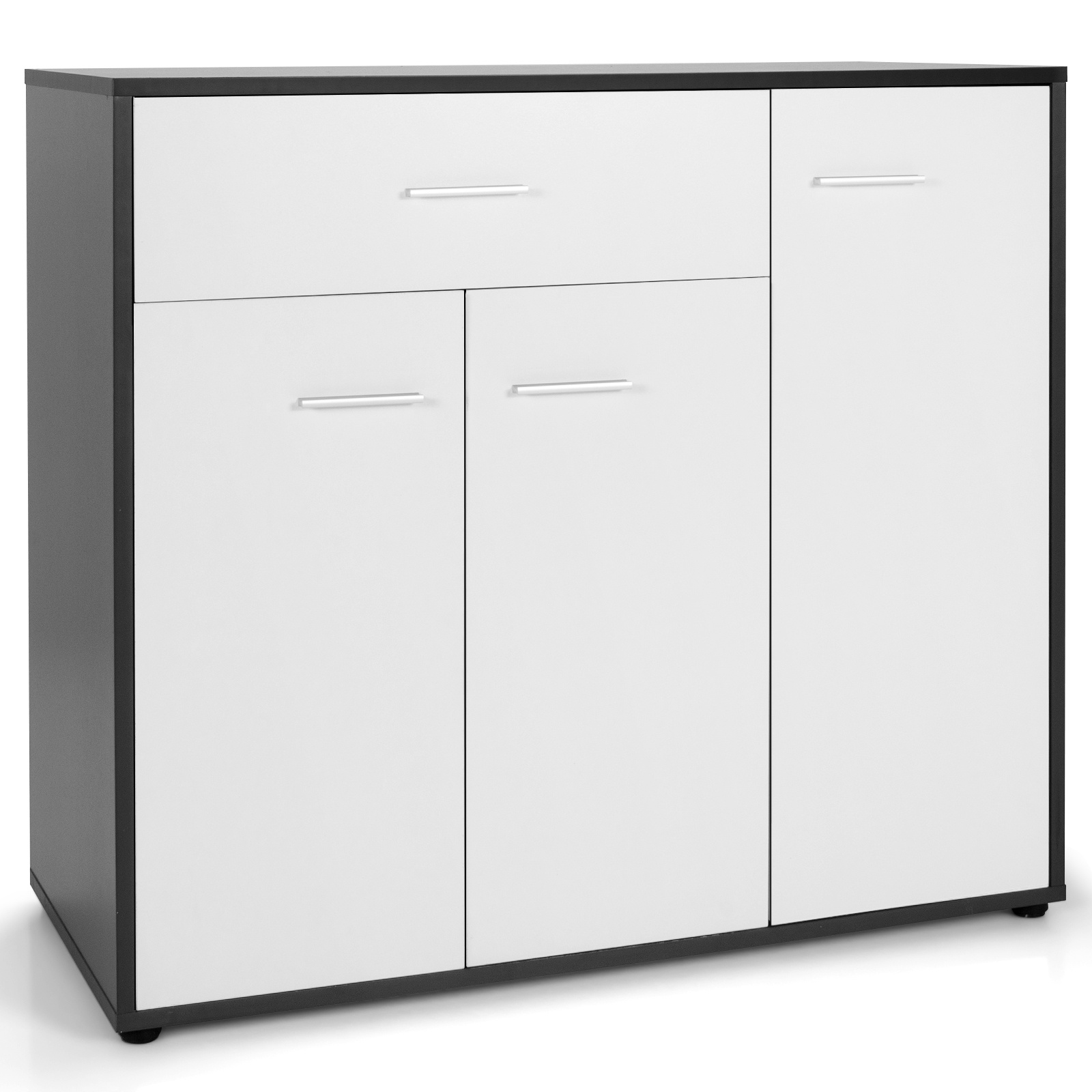 Image of Modern Sideboard, Kitchen Cabinet With Drawer, Anti-tip, 2 Compartments And Adjustable Shelf, 3-door Storage Cabinet For Dining Room, Living Room And Entryway