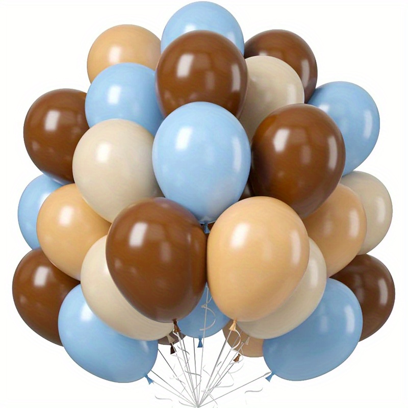 

Blue And Brown Balloons Set: 46 Pcs Macaron Blue, White, Sand, Nude, Beige, Apricot, Coffee Party Balloons For Teddy Bear Birthday, Baby Shower, Gender Reveal, Baby Shower, And Baptism Decorations