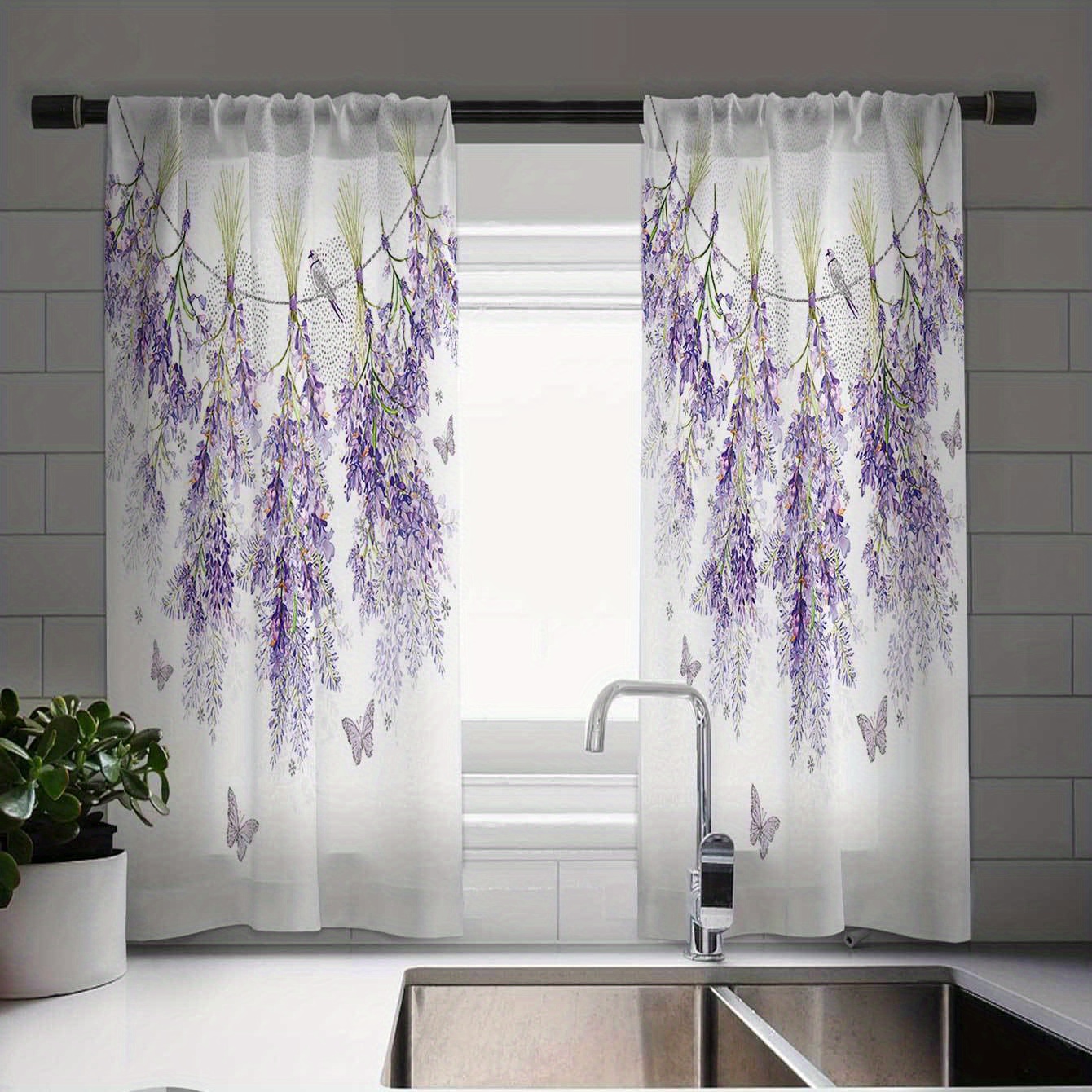 

1 Curtain And 2 Curtains - Lavender Curtain, European Tableware - Decoration, For , , And Decoration