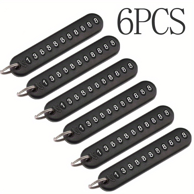 6pcs That Will Keys Again: Anti Loss Phone Number Plate Car Keychain Pendant