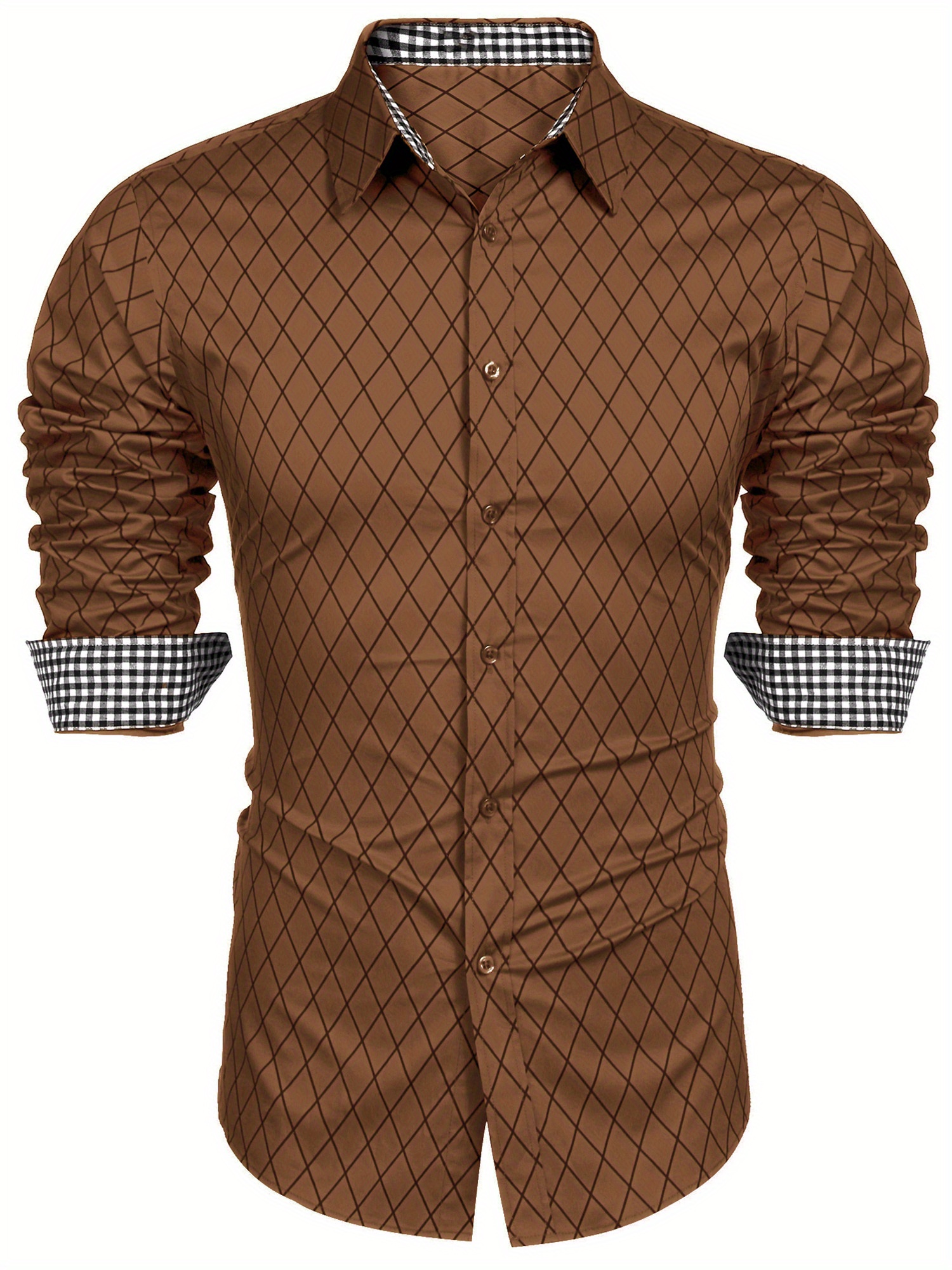 mens geometric pattern polyester dress shirt 100 polyester - Temu