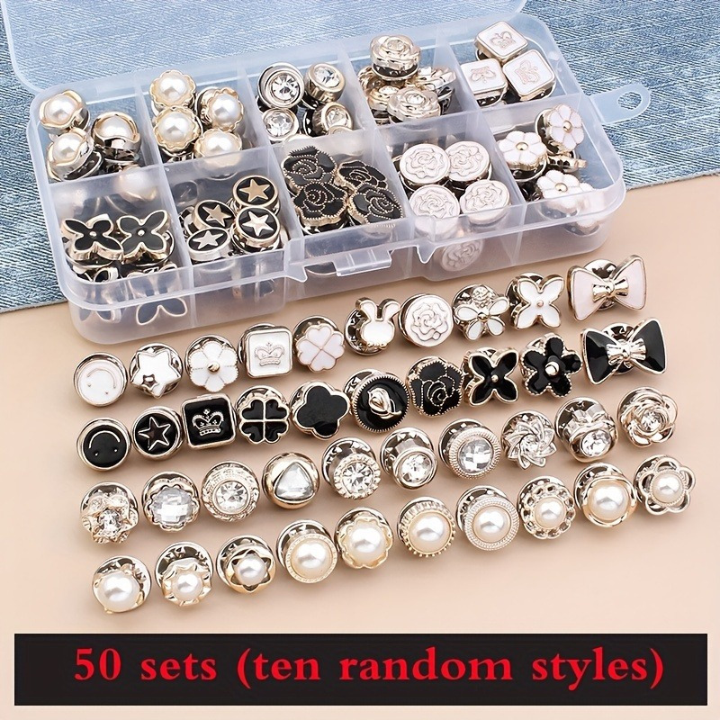 

50pcs/box Anti-glare Brooch Dress Neckline Pearl Pin Clothes Fixed Buckle Women Girl Fashion Removable And Reusable Seam Free Buckle