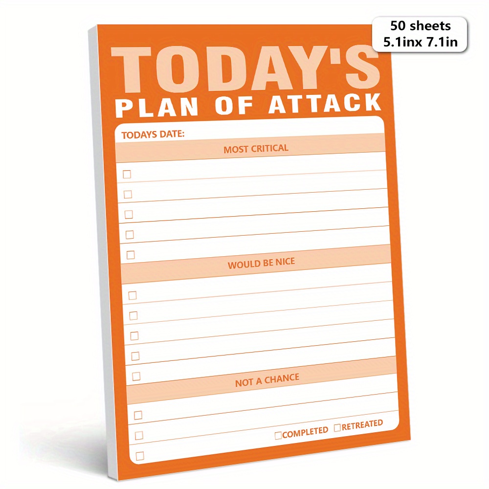 

1pc Vibrant Orange B6 To-do Notepad - 50 Sheets Of 100gsm Paper, 7.1x5.1inch With Tear-off Pages, Daily Planner & Plan Design For Home, Office, School - Essential Supplies For Students & Professionals