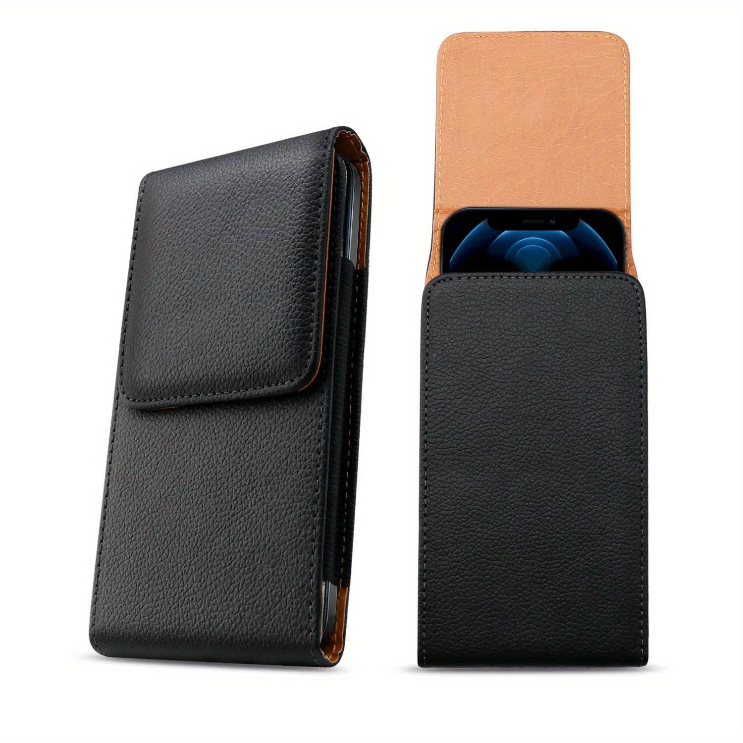 

Pu Leather Vertical Pouch Holster Cell Phone Wallet Bag With Waist Belt Clip For 5.5-6.9inch Cellphone