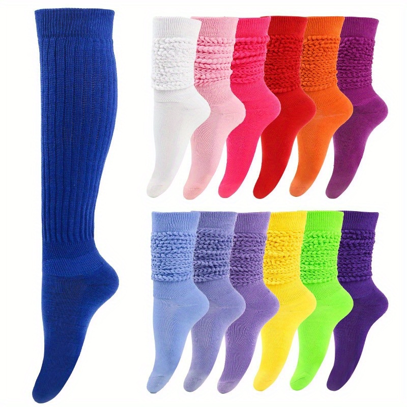 

3 Pairs Solid Slouchy Socks, Soft & Warm Calf Socks For Casual Wear, Women's Stockings & Hosiery