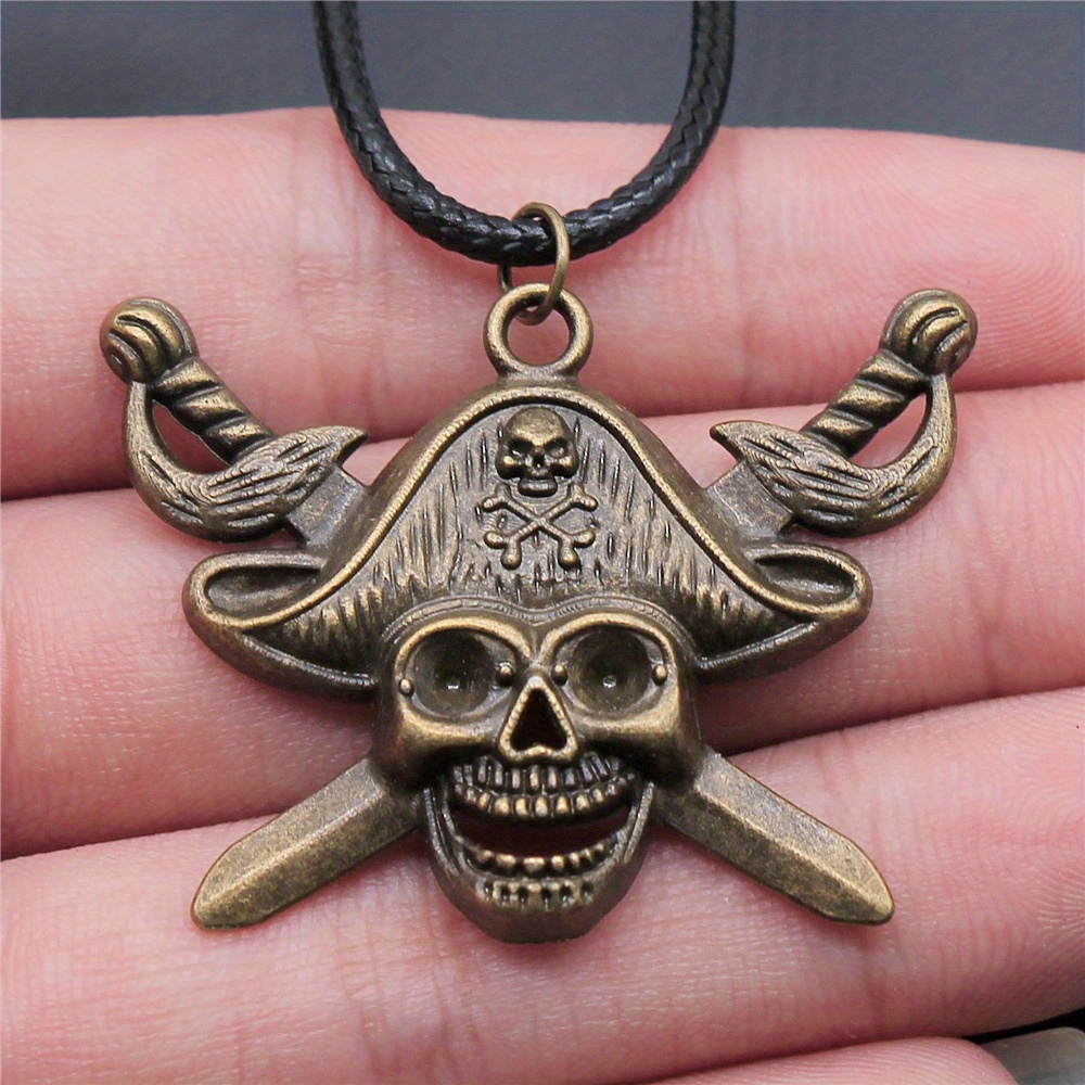 

Pendentif collier tête de mort pirate, collier en alliage pour hommes