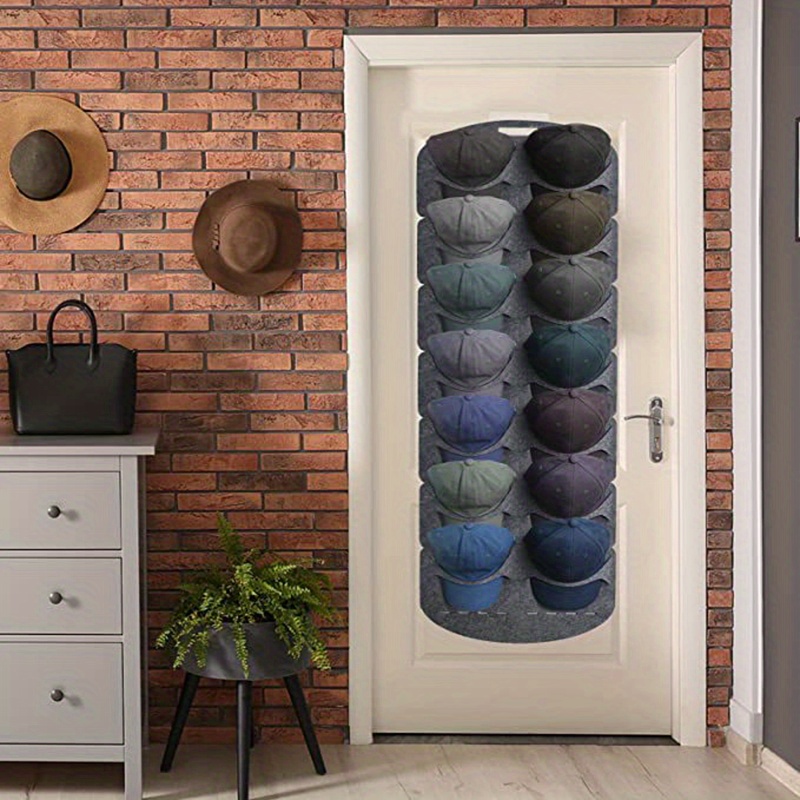 wall mounted baseball cap organizer rack felt hat storage Temu