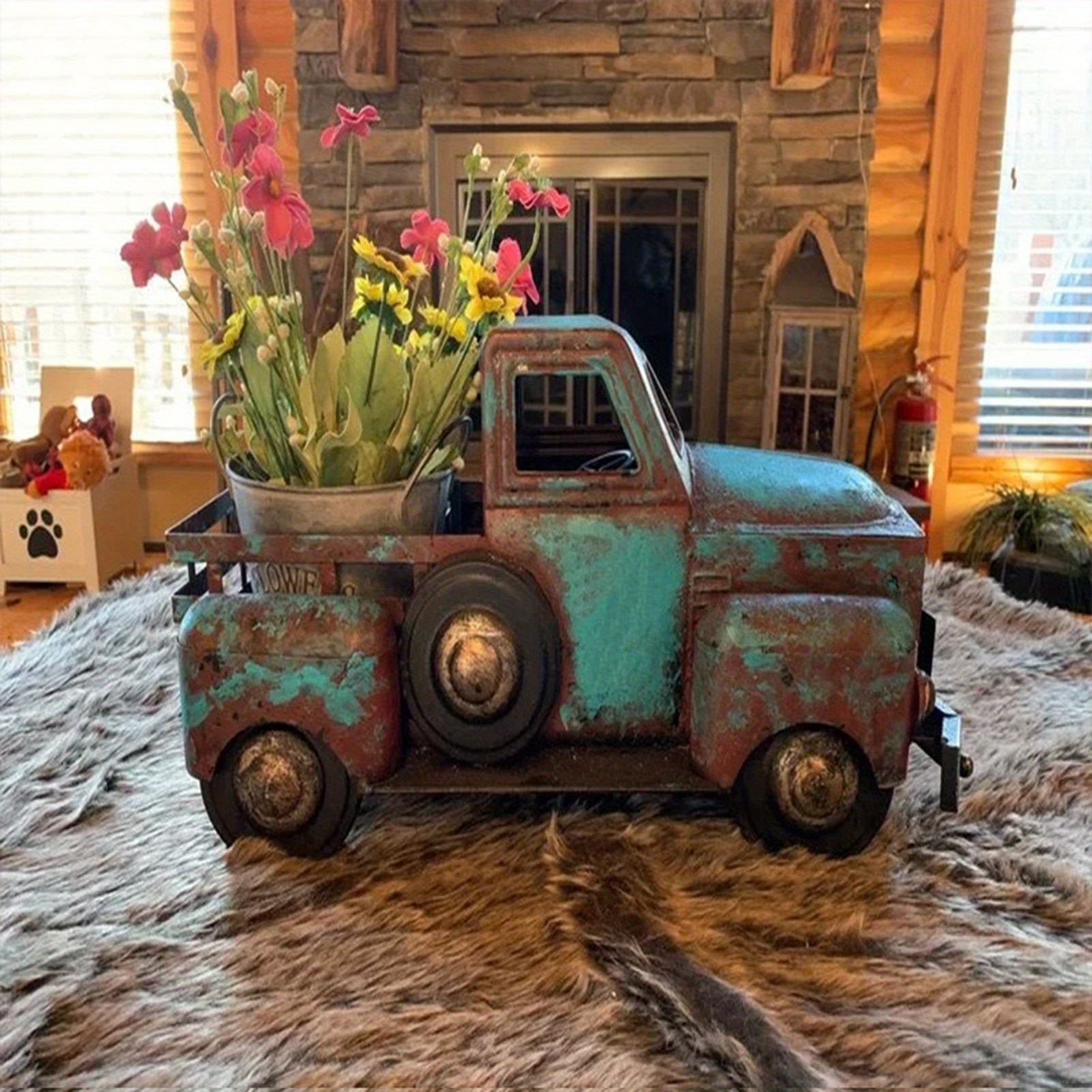 

1pc Truck Planter Vintage Farmhouse Truck Decor Flower Plants Succulents Pot Planter Holder Resin Crafts Rusty Country Farm Pickup Truck Table Decor Birthday Gift 6.3"x3.54"x3.54