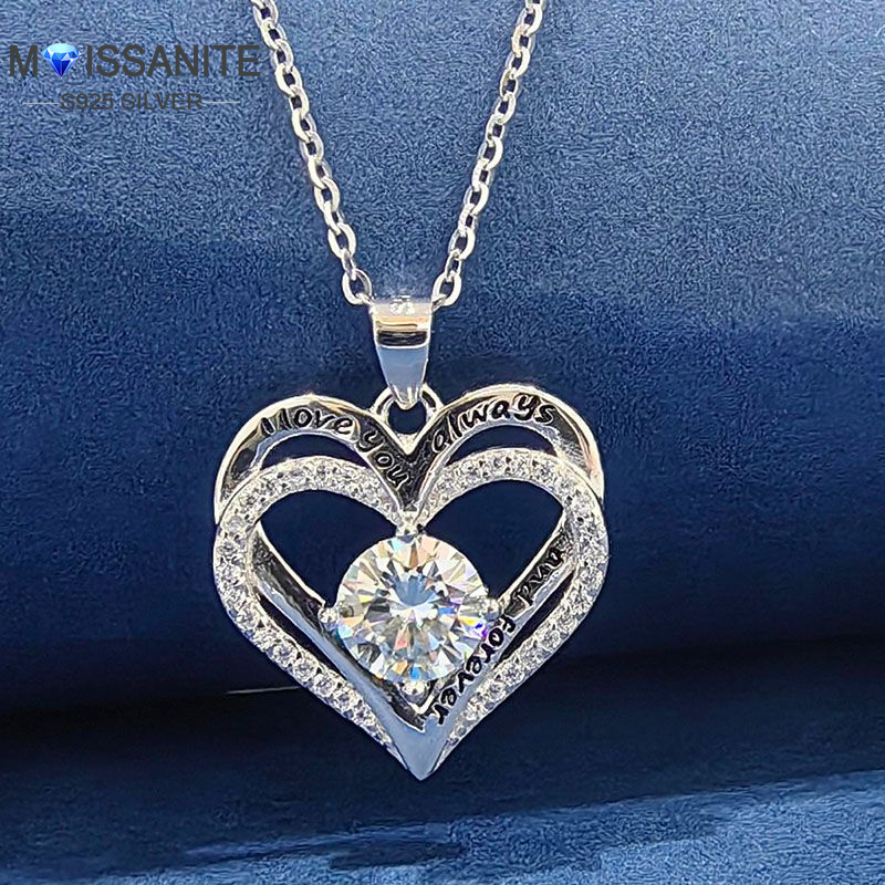 

925 1 Moissanite Necklace Pendant Necklace For Men And Women 's Day New Jewelry Box 4g