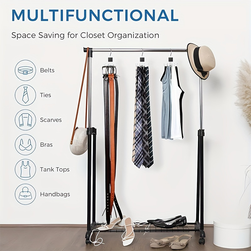multi functional rotating 6 claw hook coat hat scarf wardrobe storage hanger door hanger bag storage hook polished wood finish details 3