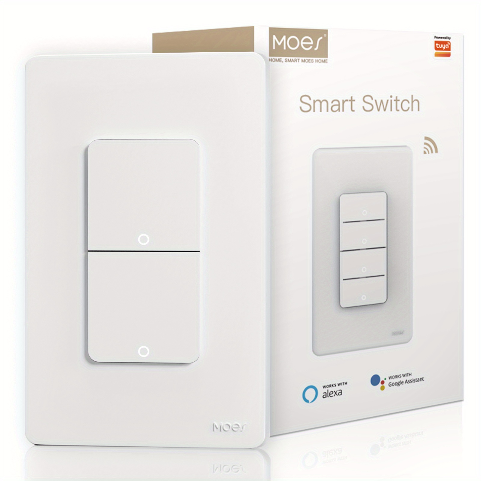 

Moes Wi-fi Smart Light Switch Us Single Pole Push Button Wall Switch Work With Alexa Home Neutral Wire Required