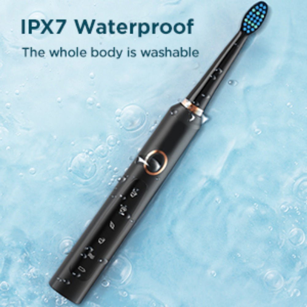 Elektrische Tandenborstel - Sonico Elektrische Tandenborstel Reisborstel Oplaadbaar met 8 Borstelkoppen, Tasje, 5 Standen, Donkerzwart