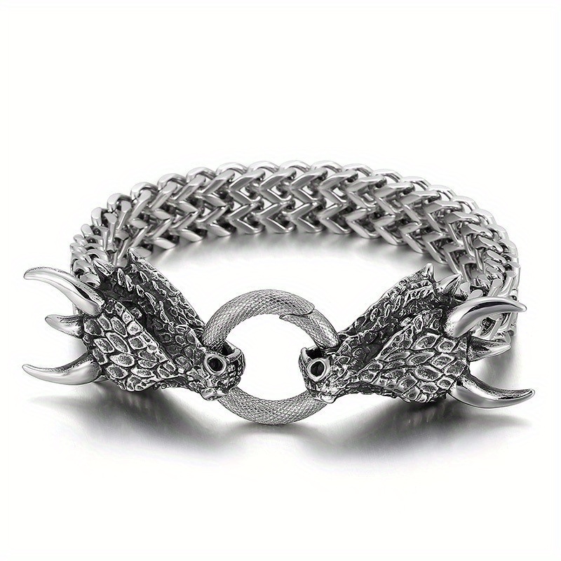 

Nordic Mythology Titanium Steel Non-fading Bracelet Retro Personality Viking Wolf Head Bracelet European And American Men's Jewelry