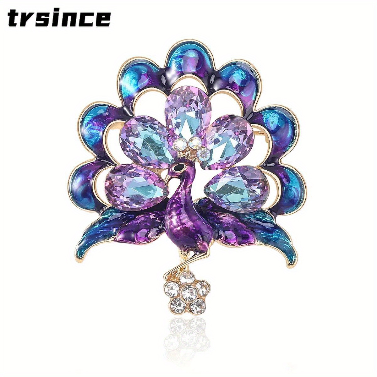 

Elegant Peacock Brooch Pin With Luxury Rhinestone Animal Shape, Fashion Badge For Women's Clothing Accessories