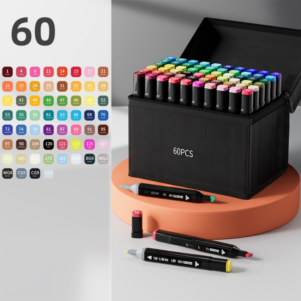 

60-color Dual Tip Art Marker Set - Permanent Sketching & Drawing Markers For Artists Paint Markers Acrylic Paint Markers Set
