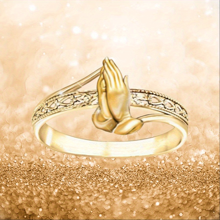 

1pc Fashion Embrace Of Faith Hand Ring, Ladies Ring, Jewelry Gift For Ladies Wedding Anniversary