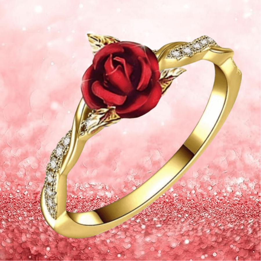 TEMU 1pc Fashion Red Rose Ring, Twisted Ring, Ladies Ring, Jewelry Gift For Ladies Wedding Anniversary