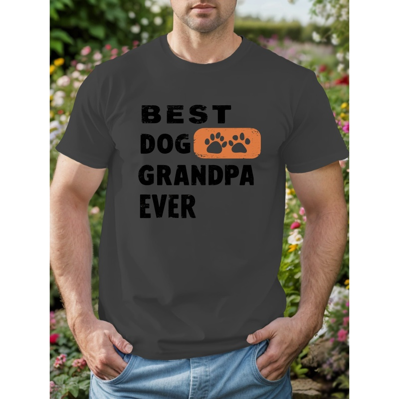 

Best Dog Ever" Men's Casual T-shirt - Breathable Polyester, Geometric Print, Round Neck, Machine Washable - Summer