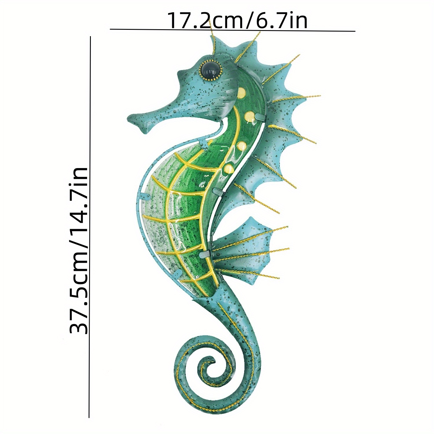 

High Quality Simulation Blue Seahorse Wall Hanging Glass Iron Crafts Home Garden Wall Hanging Home Garden Decoration